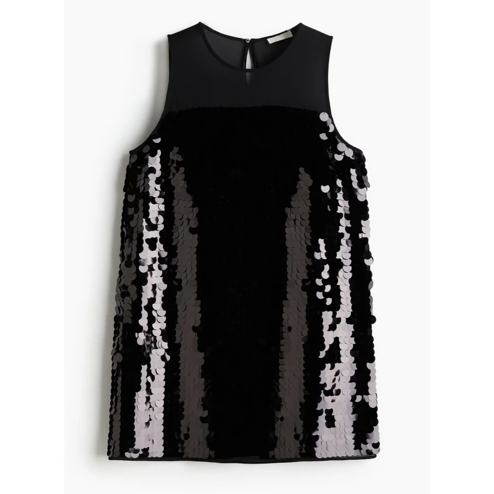H&M Sequined Mini Dress Black Size XS - Picture 2 of 11